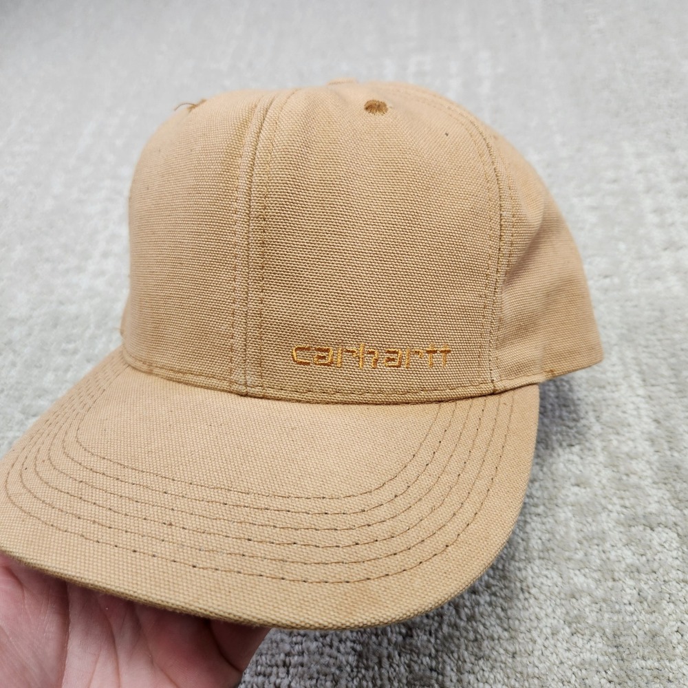 Vintage Carhartt Duck Canvas Snapback Hat Mens Tan Brown Made in USA Cap